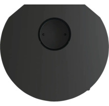 Zwarte afdekplaat met ronde opening in het midden.