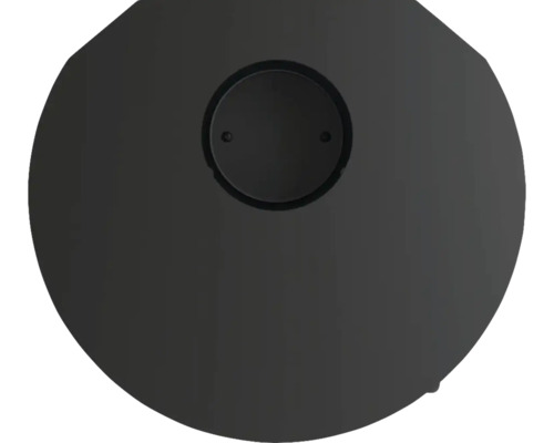 Zwarte afdekplaat met ronde opening in het midden.