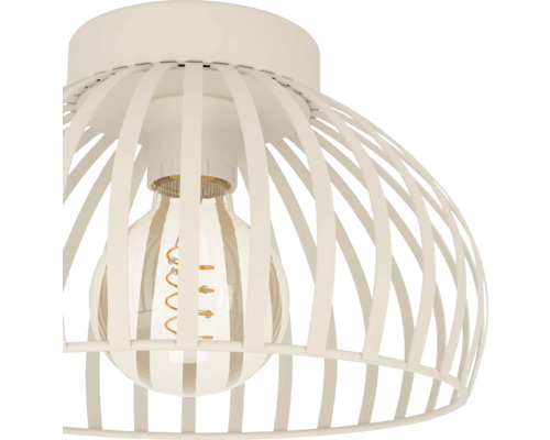 Plafondlamp met lampenkap van metalen strips en gloeilamp