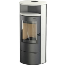 Houtkachel met kijkvenster en houtvak