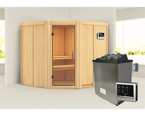 Sauna met kachel en bediening