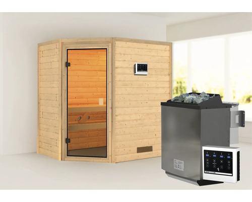 Sauna met kachel en bediening