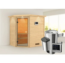 Houten sauna met saunakachel en digitaal bedieningspaneel