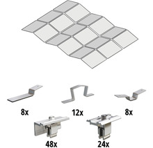 Dakpannen met montage accessoires voor fotovoltaïsche installatie, inclusief dakhaak en klemmen