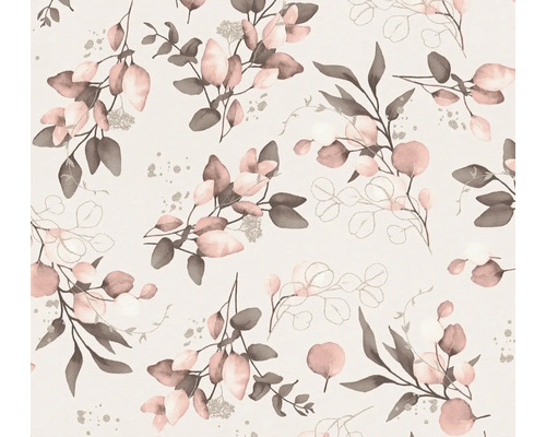 A.S. CRÉATION Vliesbehang 39768-1 Pure Elegance bladeren crème/roze Behang met eucalyptusbladeren patroon