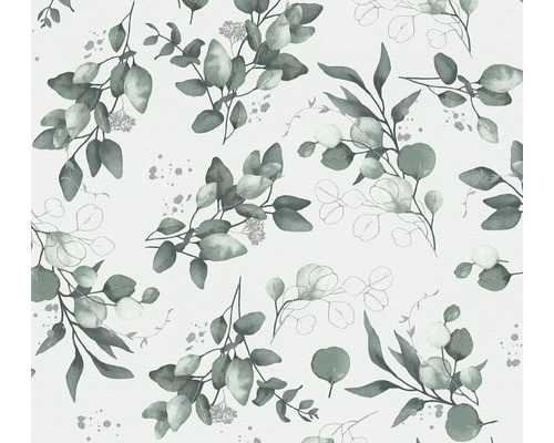 A.S. CRÉATION Vliesbehang 39768-2 Pure Elegance bladeren wit/groen Behang met eucalyptus takken patroon