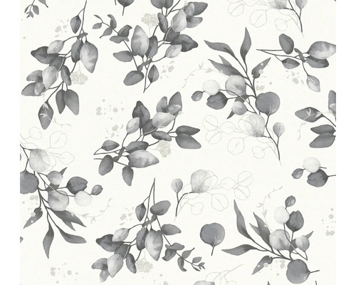 A.S. CRÉATION Vliesbehang 39768-6 Pure Elegance bladeren wit/grijs Behang met eucalyptusbladeren en takken