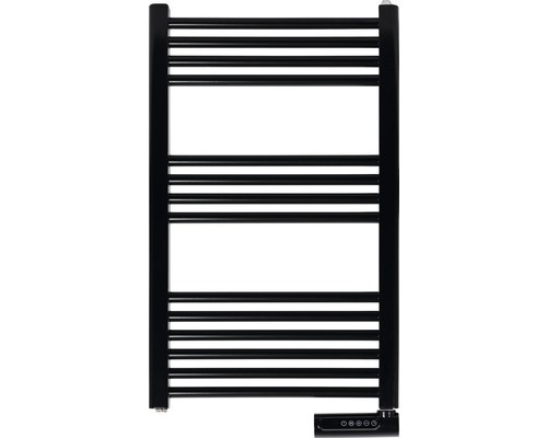 Zwarte handdoekradiator met horizontale verwarmingselementen