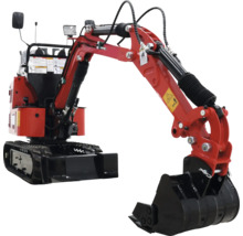 Rode minigraver met zwarte schep