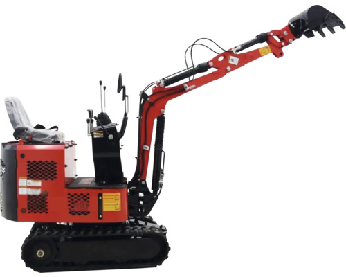 Minigraafmachine met rupsbanden en schep