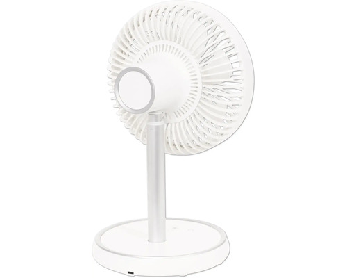 Witte tafelventilator met voetstuk