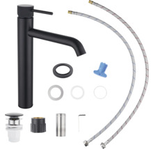 Zwarte wastafelkraan met accessoires