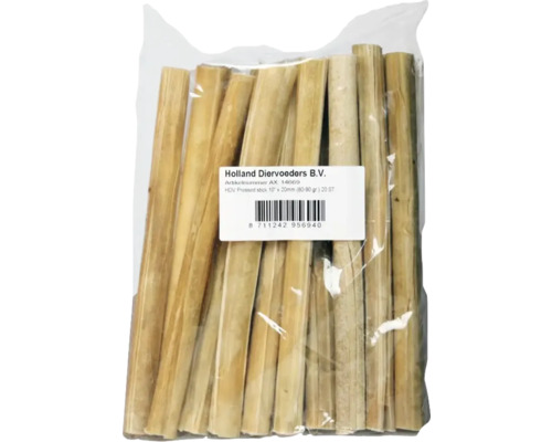 Hondensnack geperste staaf runderhuid 10" 20 mm 85 g, 20 st Verpakking met twintig hondenkluiven van geperst rund, elk 10 x 20 millimeter