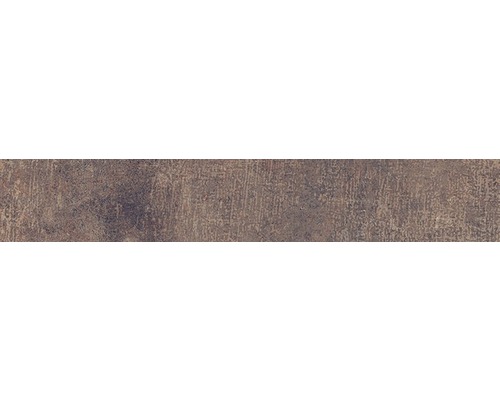 Tegelplint Industrial copper papado 10x60 cm Close-up van een bruine vloertegel met ruw oppervlak