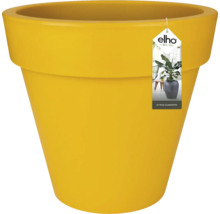 Gele kunststof bloempot met label