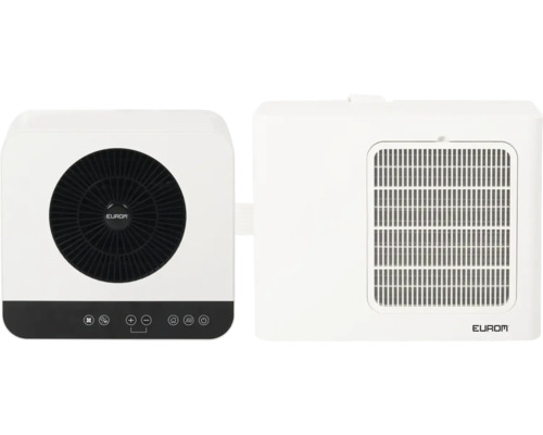 Twee witte Eurom luchtreinigers met ventilatierooster