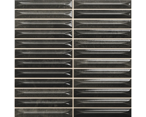 Patroon van zwarte, langwerpige aardewerk tegels