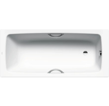 Bovenaanzicht van een badkuip met handgrepen