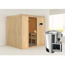 Houten sauna met saunakachel en bediening
