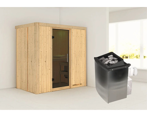 Houten sauna met saunakachel
