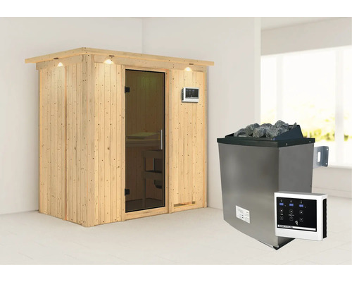 Sauna met saunakachel en saunabediening