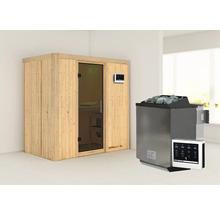 Sauna van hout met kachel en stenen