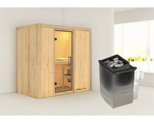 Houten sauna met saunakachel