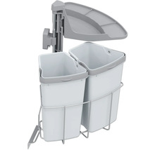 Afvalscheidingssysteem met twee bakken en opbergbak