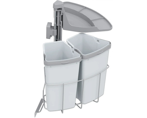 VAUTH SAGEL Inbouw prullenbak ENVI Center voor draaideur grijs 2x9 l Afvalscheidingssysteem met twee bakken en opbergbak