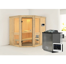 Finse sauna met saunakachel en digitaal bedieningspaneel