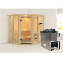 Houten sauna met saunakachel en bediening