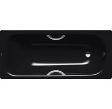 Zwart ligbad met handgrepen en afvoergarnituur