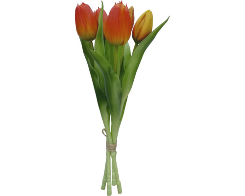 Kunstbloem Tulpen oranje H 30 cm 5 st Bos tulpen met groene stelen