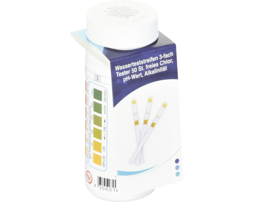 Waterteststrips voor het bepalen van chloor, pH-waarde en alkaliniteit