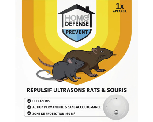 HOME DEFENSE Muizen en ratten verjager ultrasoon 60 m²