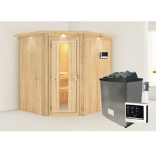 Houten sauna met saunakachel en bediening