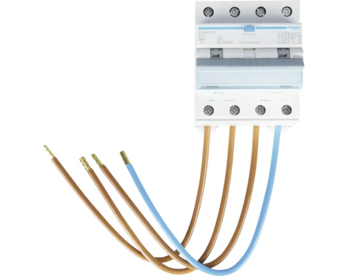 Hager aardlekschakelaar met aangesloten kabels