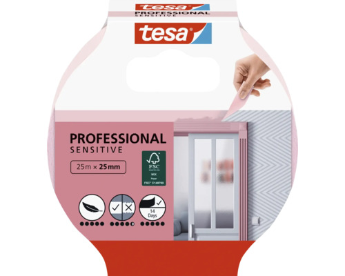 Tesa Professional Sensitive afplakband, 25 meter bij 25 millimeter