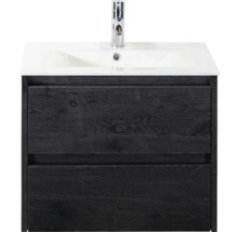 Wastafelonderkast met twee laden, opzetwastafel en kraan