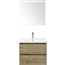 Wastafelmeubel met onderkast, wastafel en spiegel met verlichting