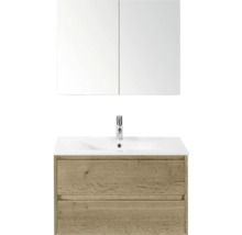 Wastafelonderkast met spiegel en twee laden