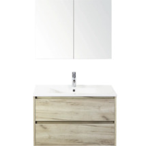 Badkamermeubelset met wastafelonderkast, wastafel en spiegelkast