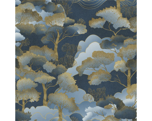 ERISMANN Vliesbehang 10448-08 Elle 4 natuur blauw Behang met boom- en wolkenmotief in blauw- en goudtinten