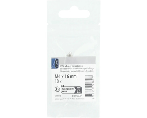 Correctieschroef M4 x 16 millimeter, 10 stuks