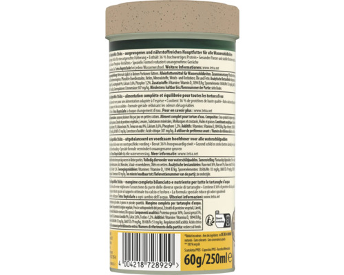 Tetra ReptoMin Sticks 60 gram, hoofdvoer voor waterschildpadden