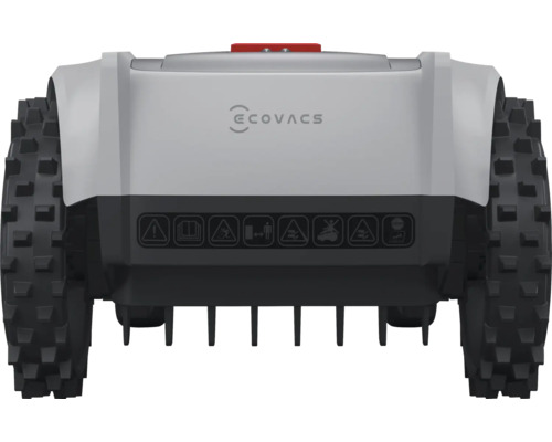 Achteraanzicht van de Ecovacs GOAT robotmaaier met grove banden