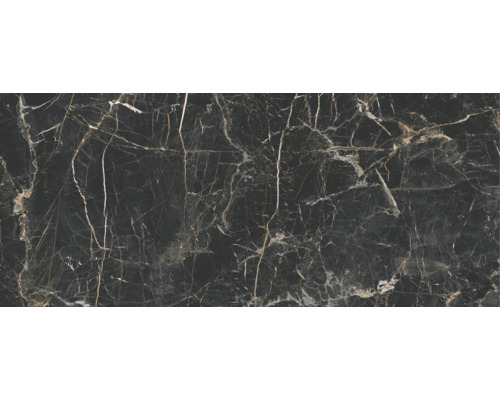 Wand- en vloertegel Marquina zwart-goud gemarmerd 279,7x119,7 cm gerectificeerd Wand- en vloertegel Marquina zwart-goud gemarmerd 279,7x119,7 cm gerectificeerd