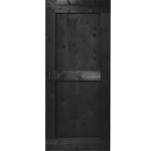 Zwarte houten deur met handgreep