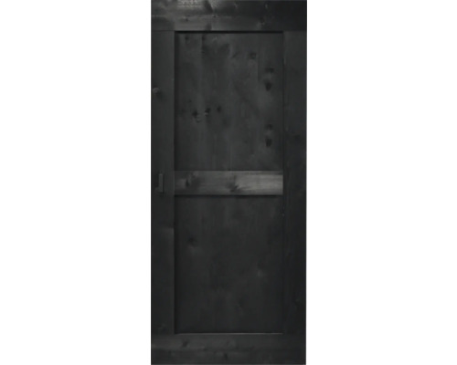 Zwarte houten deur met handgreep