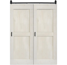 Dubbele schuifdeur van hout met beslag